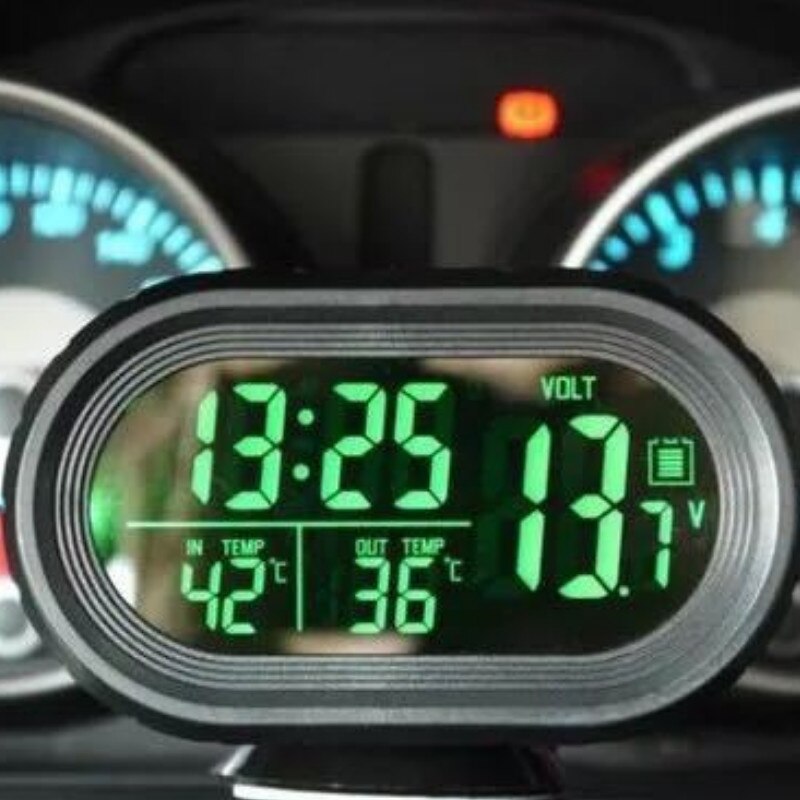 12v/24v bilar lcd digital termometer voltmeter led klocka larm monitor testare