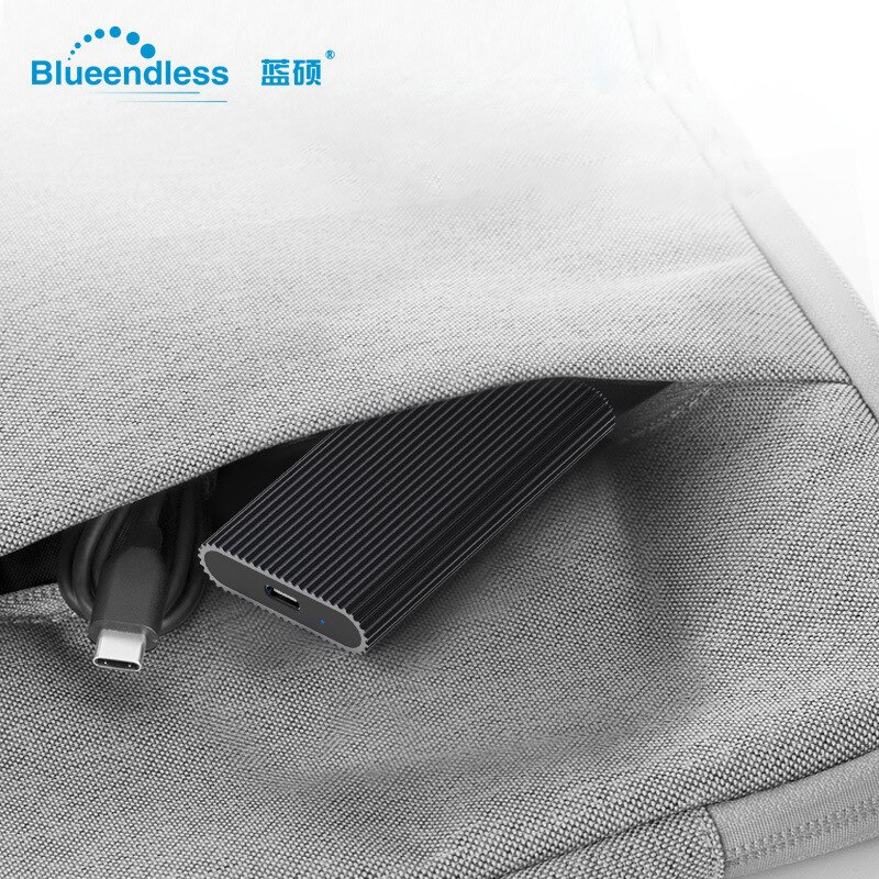 Blueendless Style MSATA to Usb3.1 SSD Portable Fan You Type-c Solid Portable Hard Drive Box