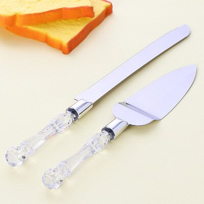 Stainless Steel Serrated Bread Knife Transparent crystal Handle Toast Slicing Knives DIY Home Kitchen Pastry Biscuit Cutter: B 2PCS