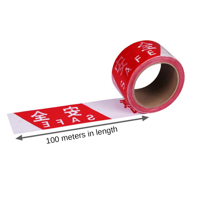 100m Disposable Safety Cordon Warning Strip Red White Runway Belt Caution Tape PUO88