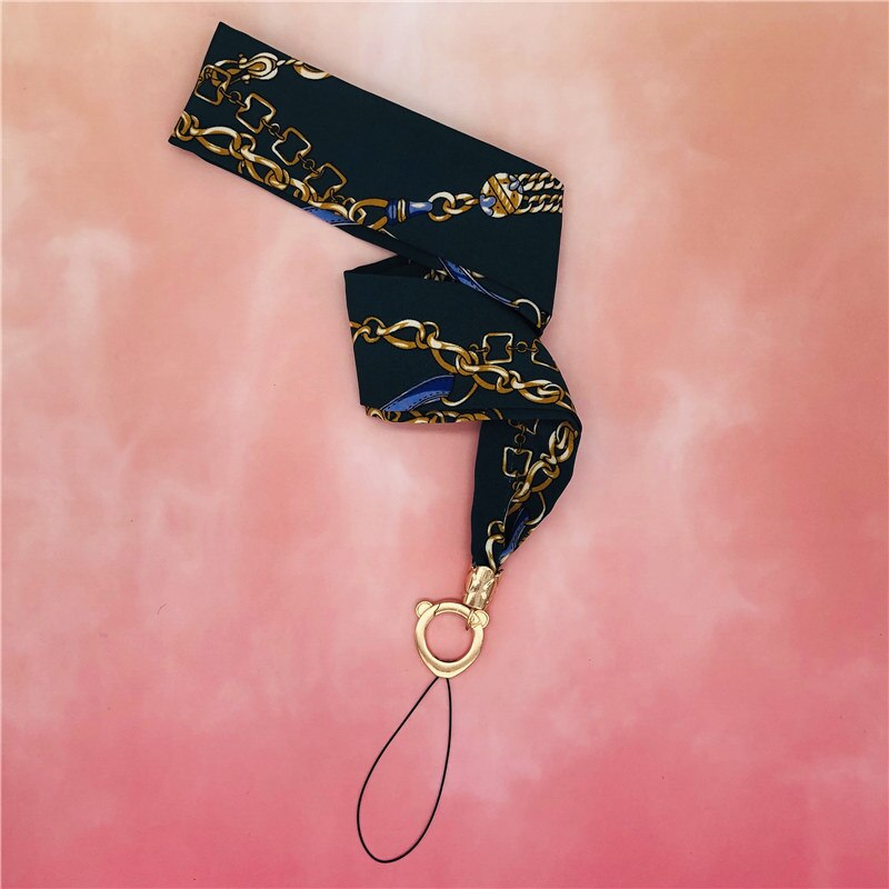Impressão larga da listra da correia da corrente do pescoço do artigo do chiffon luxuoso para o telefone móvel do gym do cartão da identificação da chave com o grampo do crachá de usb correia diy: Azul / Verde