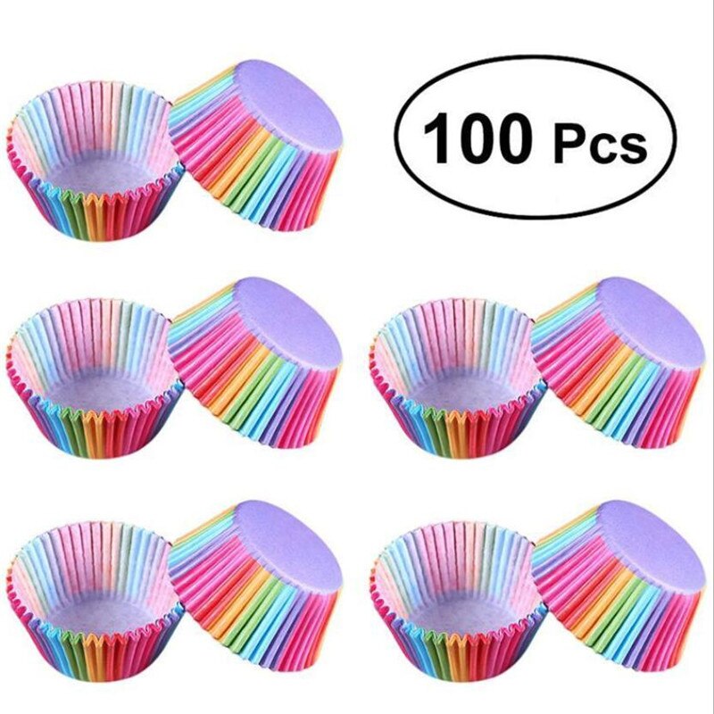 100Stck Regenbogen Cupcake Papier Liner Muffin Fällen Tasse Kuchen Deckel Backblech Küche Zubehör Gebäck Dekoration Werkzeuge: Stil10