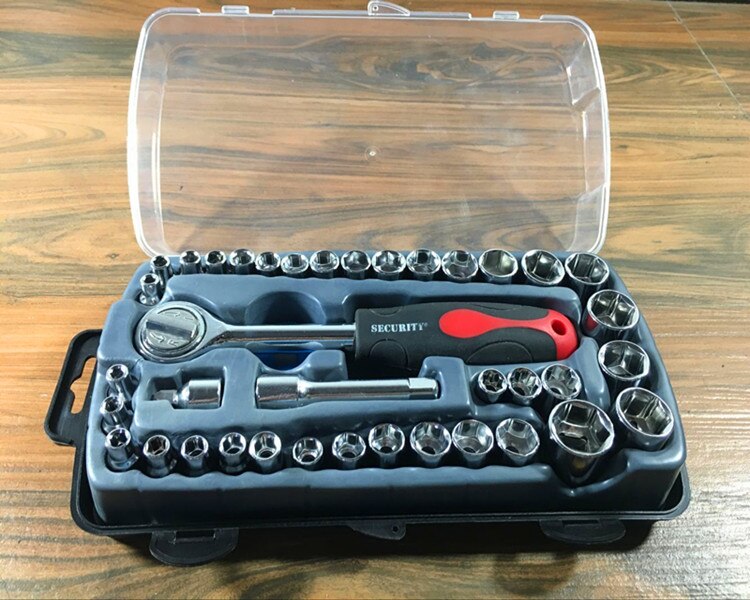 1set of 40Pieces Car Repair Tools Maintance Care Socket Sleeve Wrench Combination Set Motorcycle Vehicle Tool Kit
