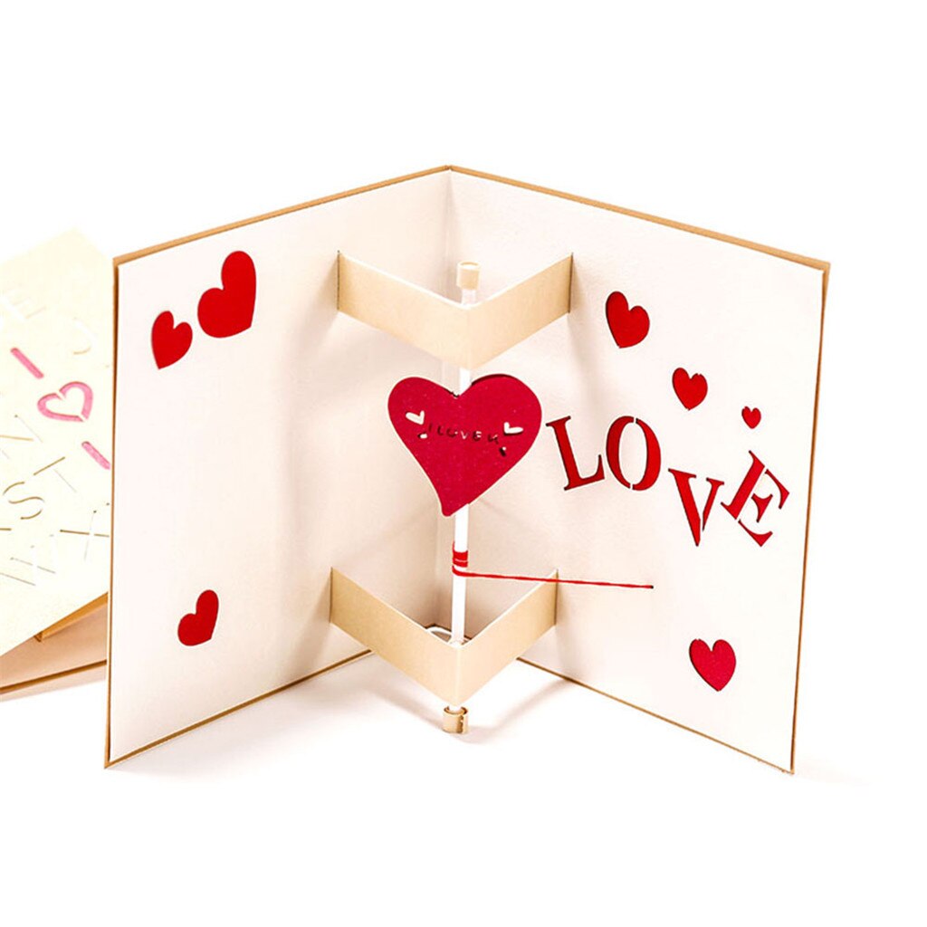 3d Kaart Pops Up Romantische Wenskaarten Stereo Handgemaakte Wenskaart Voor Verjaardag Valentine 'Day Party Wedding Decor