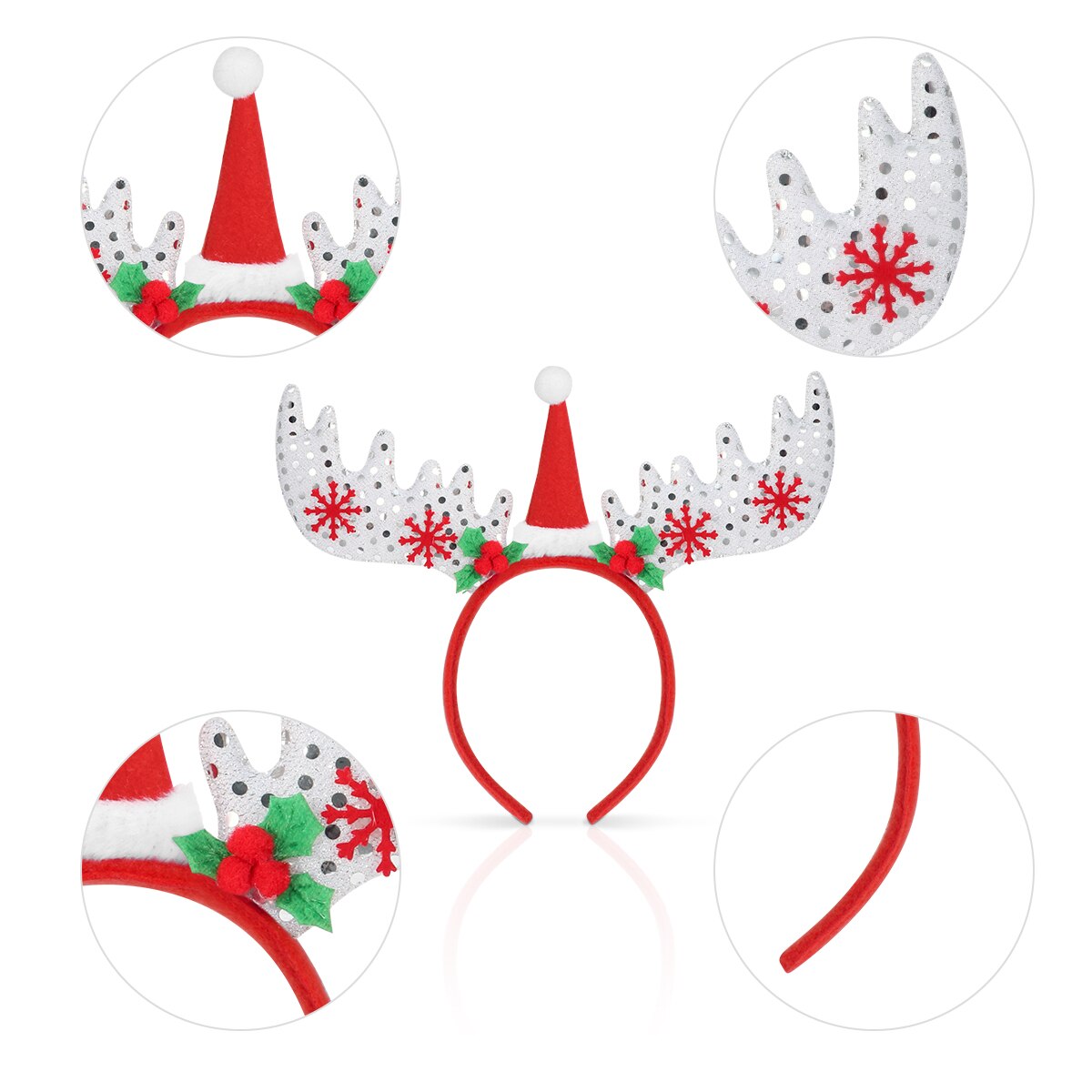 4pcs Christmas Reindeer Headband Reindeer Antlers Headbands Safe Headwear for Christmas Party Kids Adult