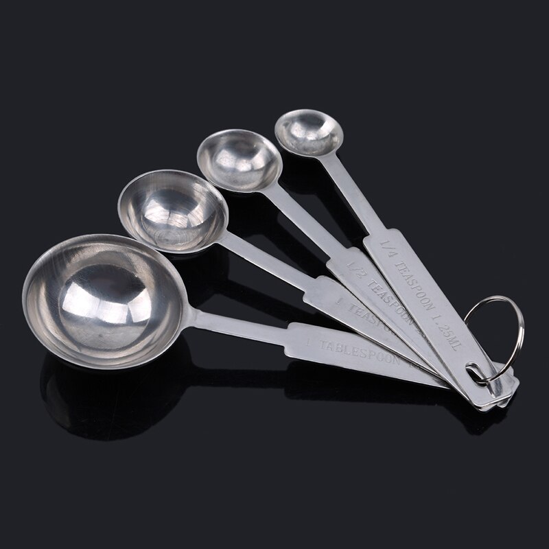 4 unids/set medidores de utensilios de cocina juego de tazas medidoras de acero inoxidable precisas cucharas medidoras cuchara para hornear azúcar