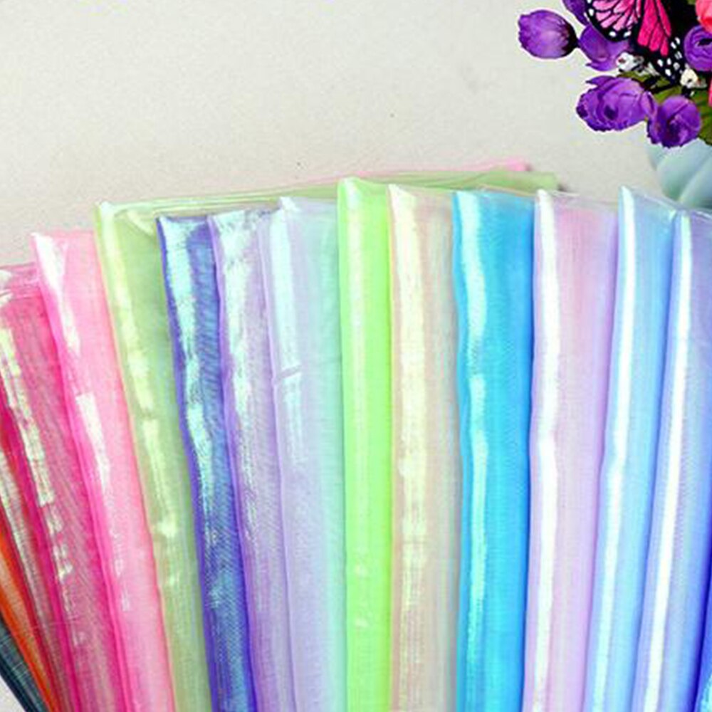 Gaze en soie colorée 1 mètre, tissu holographique Transparent pour décoration de scène et de mariage