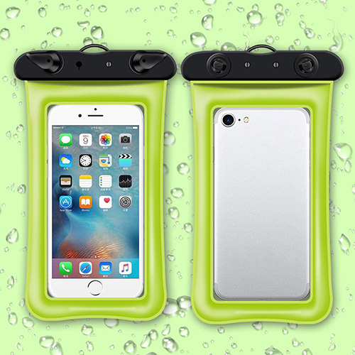 Universal gennemsigtig vandtæt taske mobiltelefon taske til 3.5 to 6 tommer telefon bærbar drifting snorkling svømning tilbehør: Grøn