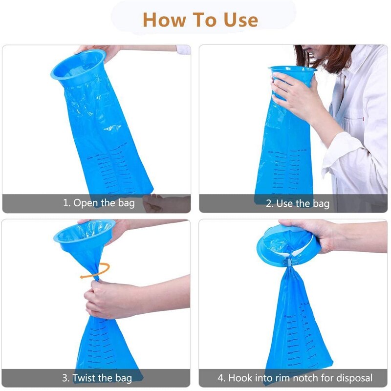 40 Pack Disposable Emesis Bags, Leakproof Vomit Bags, Waste Disposal Bags, Sick Bag for Travel Motion Sickness