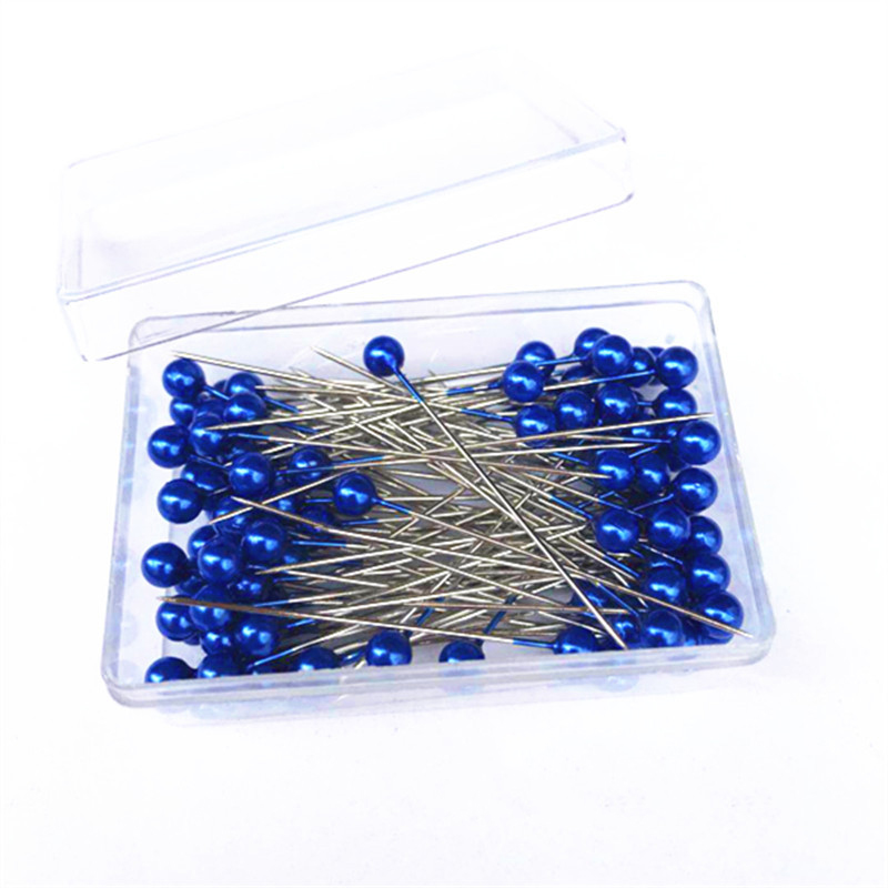 100Pcs/Box 40mm Colorful Round Pearl Head Needles Stitch Straight Push Sewing Pins For Dressmaking DIY Sewing Tools Positioning: 08