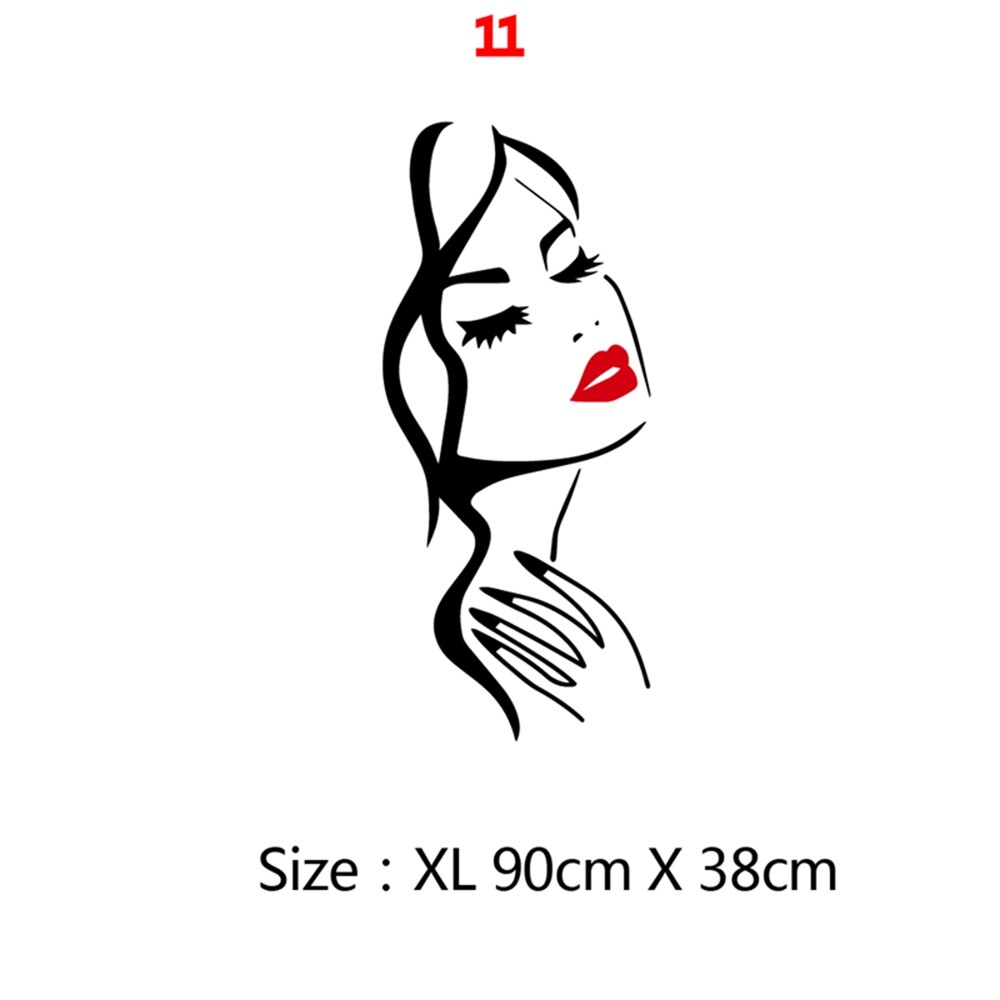 Skønhedssalon vægklistermærke smuk dame frisør til dame & #39 ;s røde læber vinyl makeup klistermærke hår frisør frisør mærkat: 11