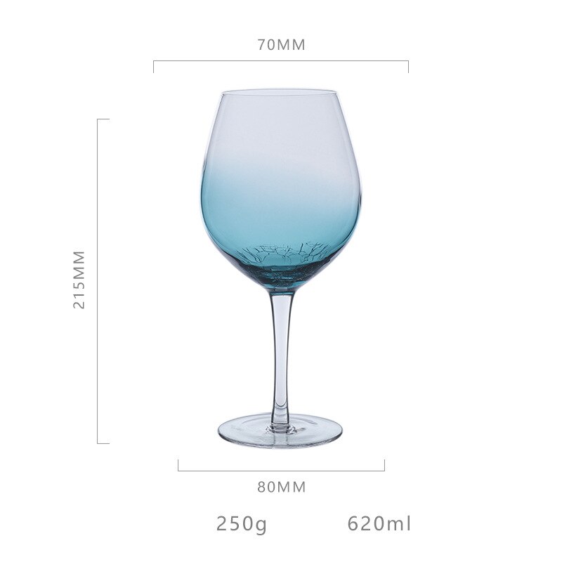Gradual blue ice crack wine glass Crystal glass Goblet milk Juice glass Water Cup Wedding Glasses Party Drinkware: A
