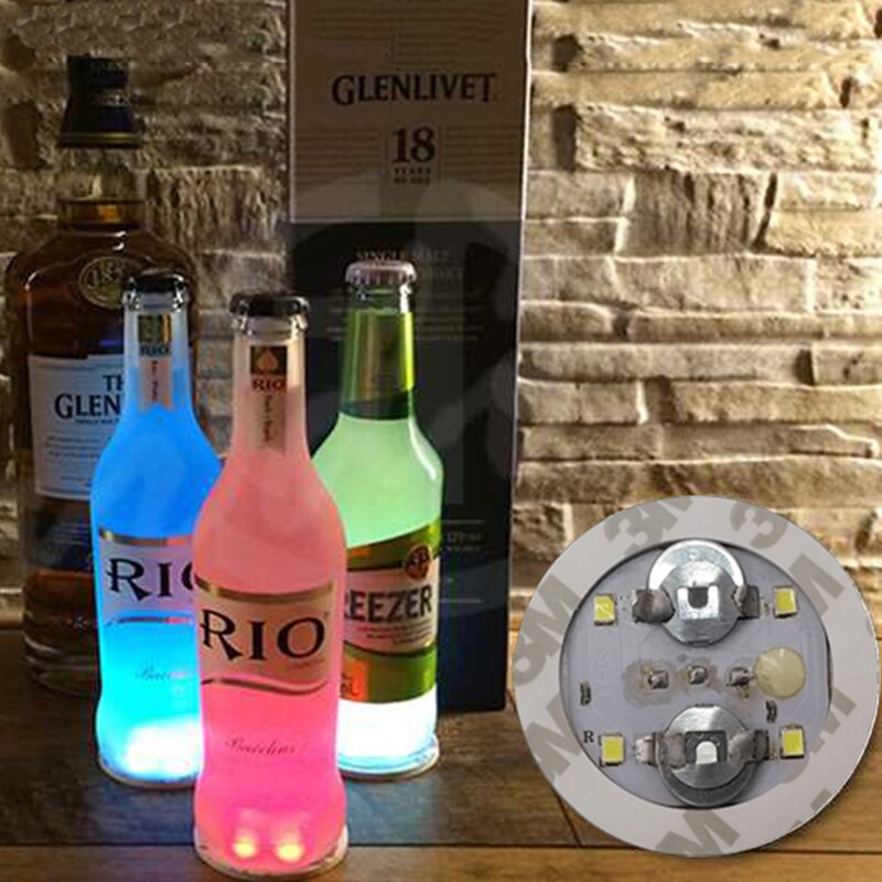 24pcs/lot 5CM led sticker bottle Flash Drinking Items Cocktail Bar Used LED Cup Coaster mini LED Cup Mat