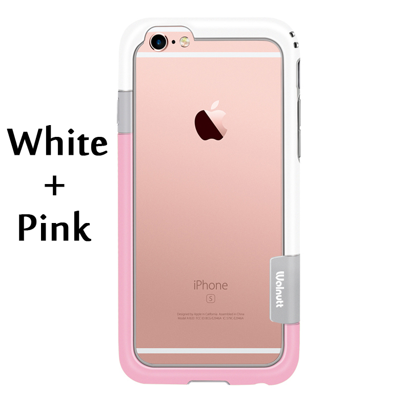 Esamday Voor iPhone 6 s 4.7 inch 6 Kleur Walnutt Soft TPU Hybrid Bumper Frame Case Cover Side Bescherming voor iPhone 6: White and Pink