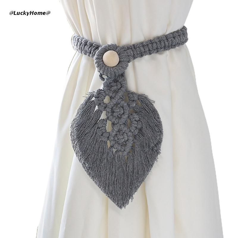 Sangle de rideau en macramé, tissé à la main, style bohème, corde d'attache, pour maison de ferme: gray