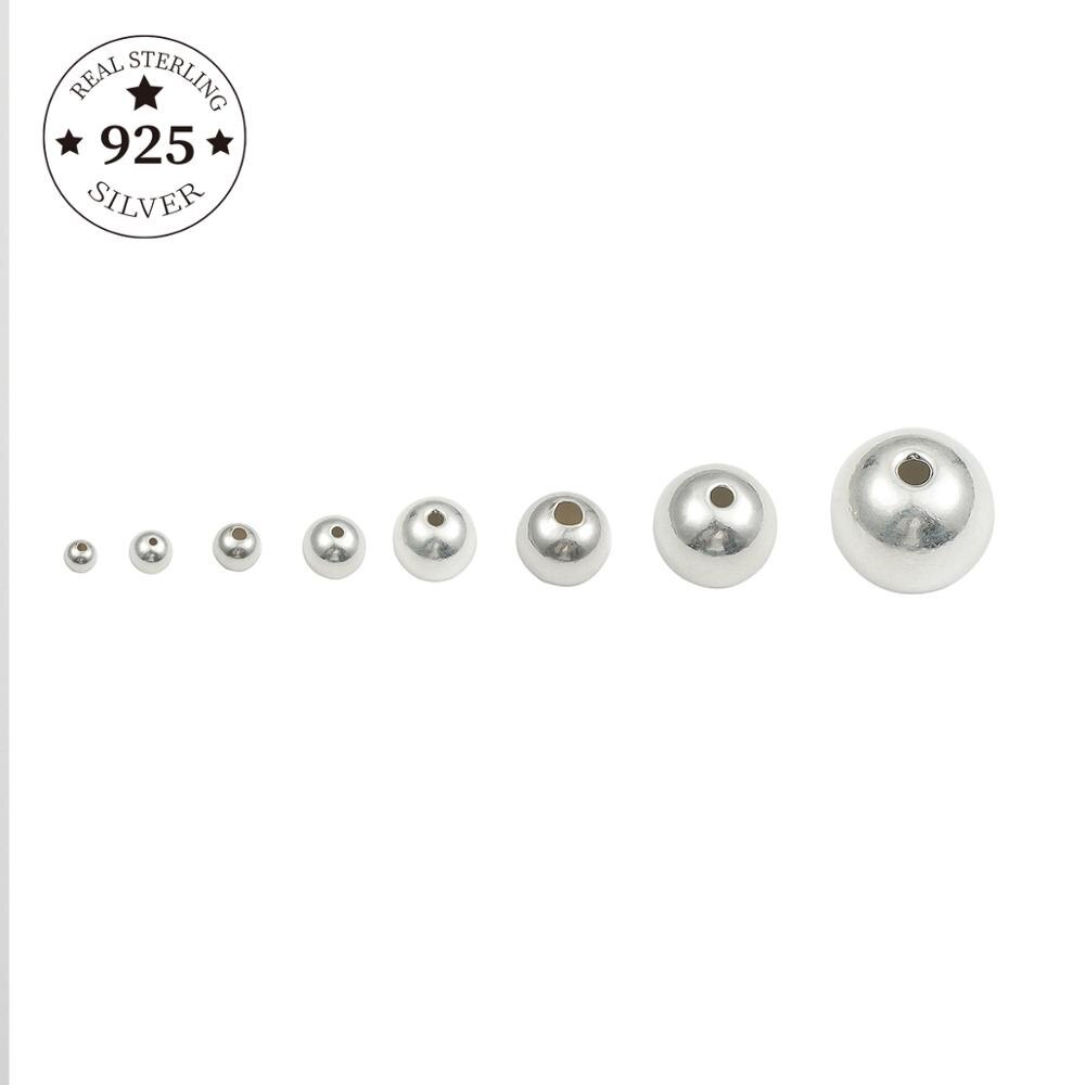 2/3/4/5/6/8/10mm 925 Sterling Silber Runde Abstandshalter verlieren Perlen Ball ende Samen Perlen Für DIY Schmuck Machen Halskette Zubehör