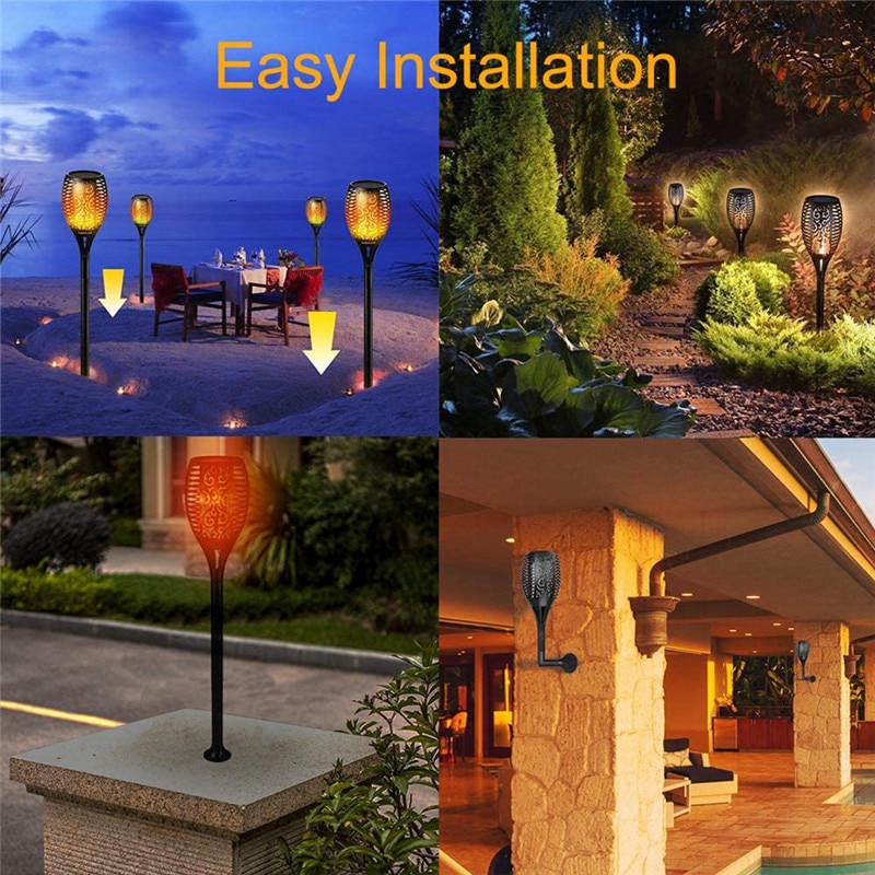 LED Solar Flame Torch Lamp Outdoor Lights Solar Garden Light Flickering Lamp Courtyard Balcony Lawn Path Spotlight