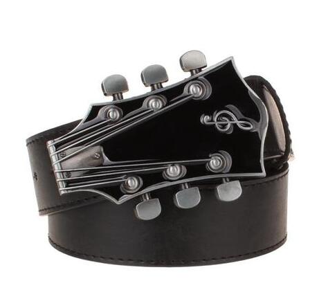 Men belt metal buckle belts Retro guitar Street Dance accessories Performance apparel hip hop waistband novel belt: I