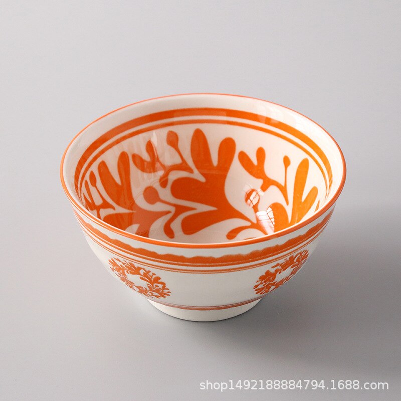 Bol à riz fileté de 4.5 pouces, petit bol de ménage à salade en céramique de Style japonais vaisselle accessoires de cuisine bol Ramen: jaune clair