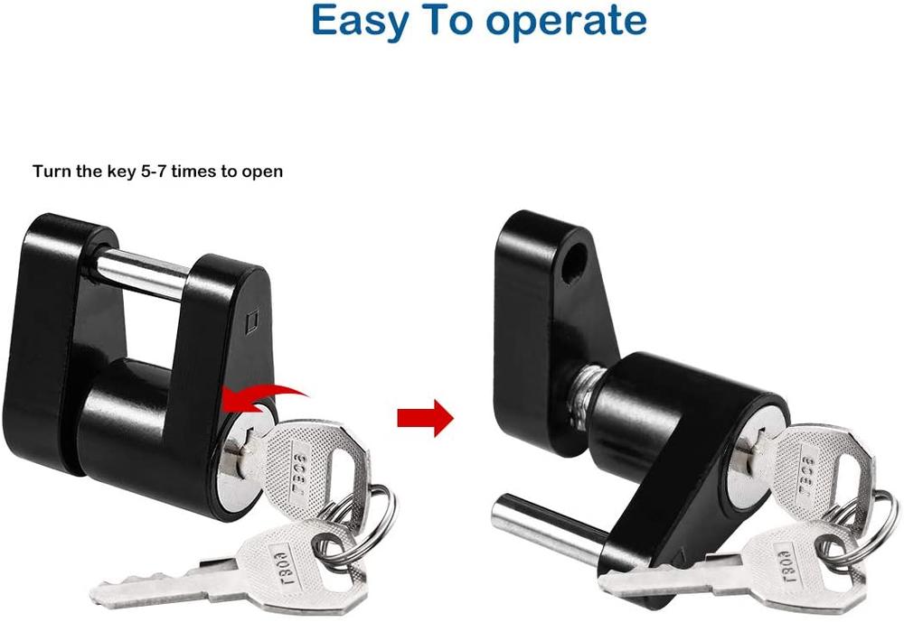 1pc/2pcs Auto Black Trailer Hitch Coupler Lock Dia 1/4 Inch 3/4 Inch Span For Tow Boat Rv Truck Car Coupler