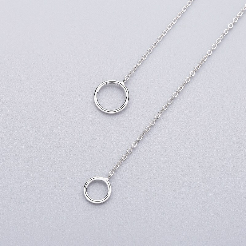 INZATT OL Echt 925 Sterling Silber Runde Anhänger Halskette minimalistisch Feine Schmuck zur Seite fahren Kette Für Frauen
