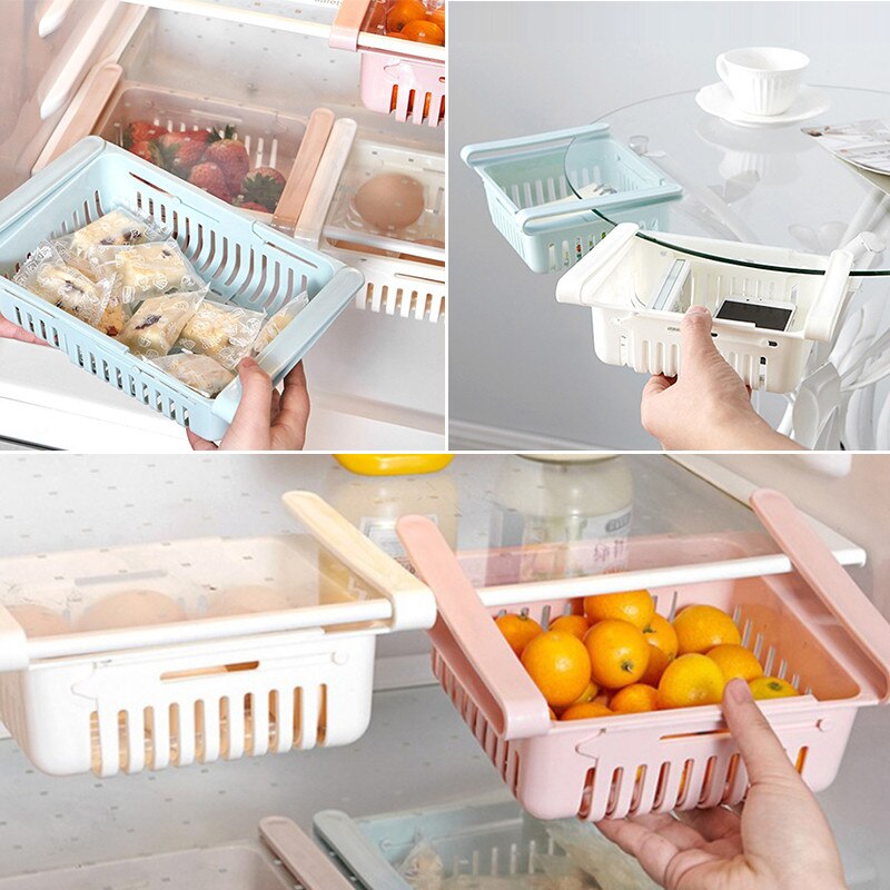Storage Holders Kitchen Organizer Adjustable Kitchen Refrigerator Storage Rack Fridge Freezer Shelf Holder Drawer Organiser