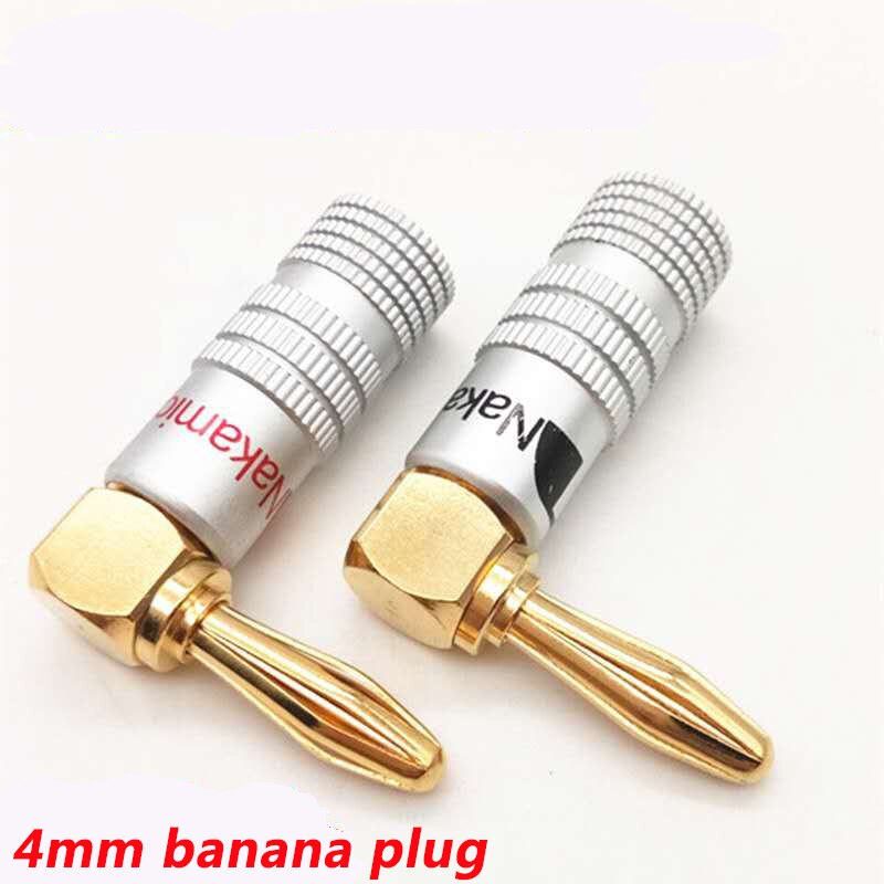 2PCS Banana Plug Right Angle 90 Degree 4mm Gold-Plated Video Speaker Adapter Audio Connector Banana Connectors