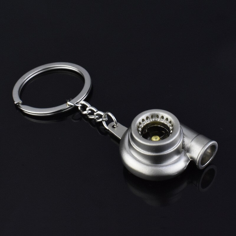 Mini Turbo Turbo Sleutelhanger Spinning Turbine Sleutelhanger Ring Sleutelhanger Sleutelhanger Auto Sleutelhanger Auto Inbouwen Metalen Hanger Sleutelhanger: Matte Silver