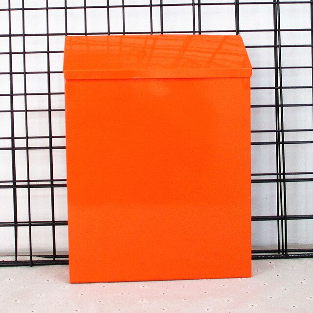 European style iron sheet with lock mailbox American style mailbox suggestion box hanging wall rural style letter box: Orange 3