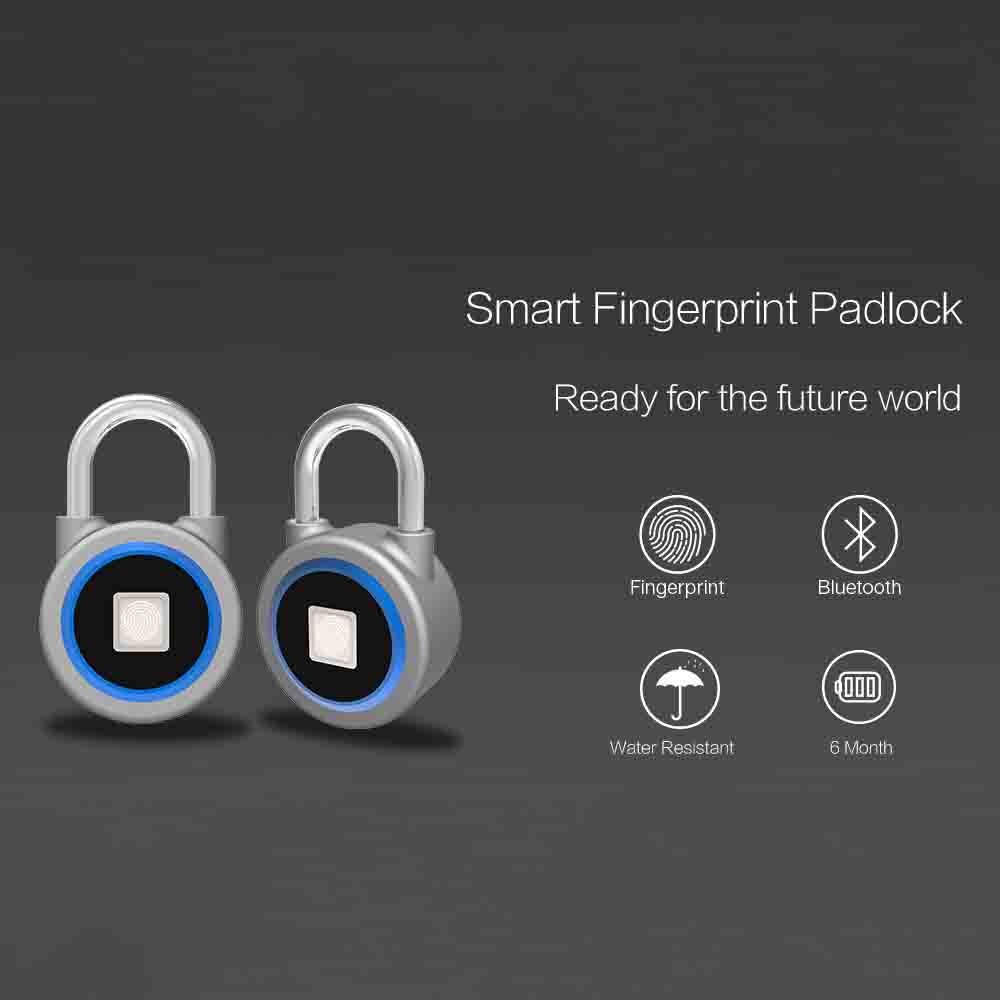P2 Smart Keyless Fingerprint Lock Bluetooth Phone APP Unlock Waterproof Anti-Theft Padlock Door Lock for Android iOS
