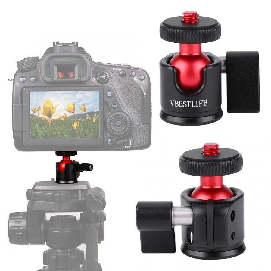 VBESTLIFE Mini Tripod Ball Head 360 Degree Swivel Ballhead 1/4in Screw Mount for DSLR Camera Fill Light Tripod Head Accessories