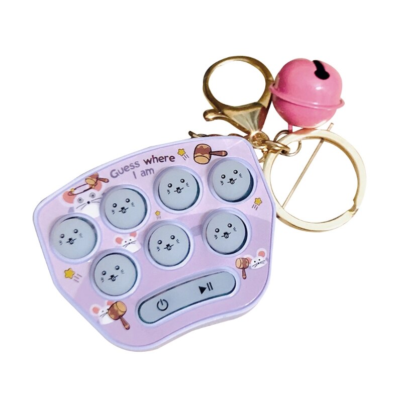 Mini juego de memoria para hámster para niños y adultos, llavero electrónico Led, máquina de juego con botón: 4