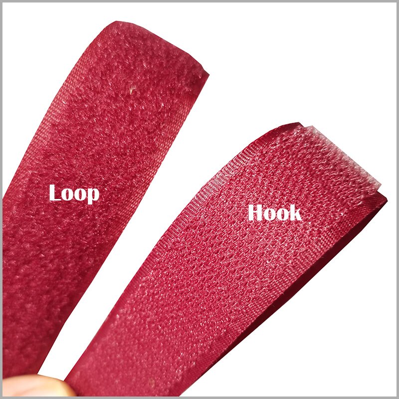 2-10Cm Breedte Wijn Rode Geen Lijm Haak Loop Sluiting Tape Voor Naaien Magic Tape Sticker Strap Couture strip