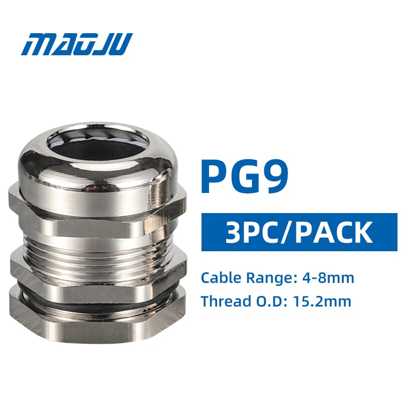 3 stk gratis forsendelse  pg7 pg11 pg9 pg13.5 messing kabelforskruninger metal trækaflastning ledning greb kabel ledningsindgang  pg16 pg19 10 stk pakke: Pg9- 3 stk