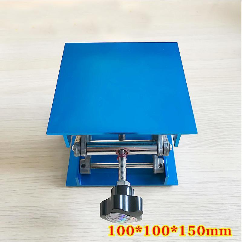 Lab Lifting Platform Stand Adjustable Corrosion Resistance Blue Electroplated Aluminum Rack Scissor Jack Lifter 100x100mm