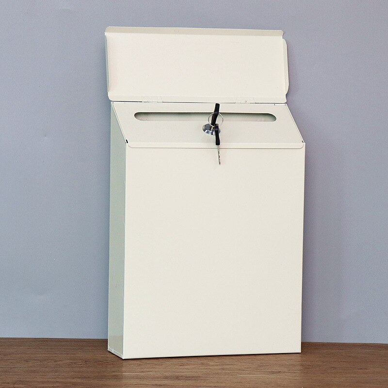 Waterdichte Outdoor Metalen Post Box Brief Mailbox Wall Mounted Afsluitbare 2 Toetsen Mail Box: Off White Blank