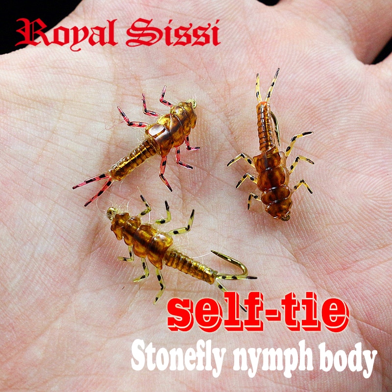 30 kpl/setti stonefly nymfi kumirunko ja nymfikoukut yhdistelmä synteettiset perhonsidontamateriaalit perhokalastus keinotekoiset nymfiperhot
