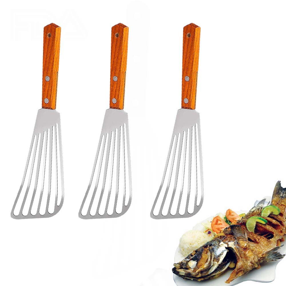 Spatule à poisson de cuisine en acier inoxydable, large et fine, légère et Durable, fendue, ustensiles de cuisine, 2 pièces