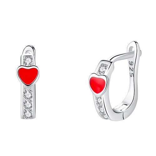 Belawang 925 sterling silver ring örhänge barn flicka barn örhängen emalj nyckelpiga kärlek hjärta glänsande smycken brincos kolczyki: Etye 3229
