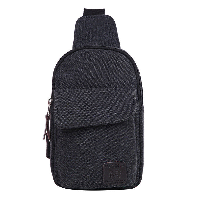 Men's Small Chest Sling Bag Canvas Travel Hiking Casual Zipper Cross Body Messenger Shoulder Backpack Small: Black