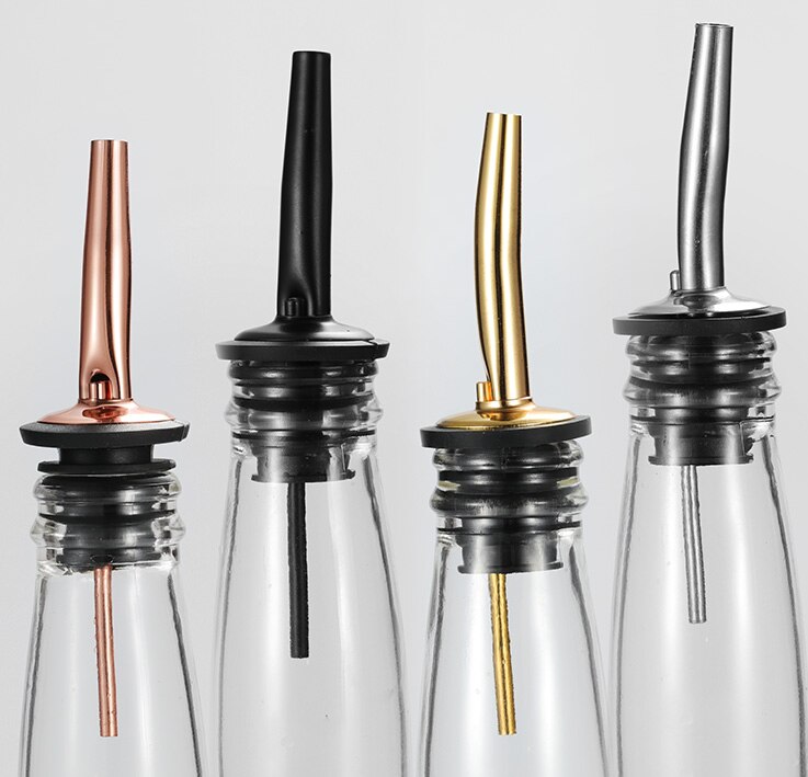 16pcs Black/Rose Gold Liquor Pourer Cork Spout Stainless Steel Wine Bottle Stopper Bartender Wine Corks Cocktail Bar Accessorie