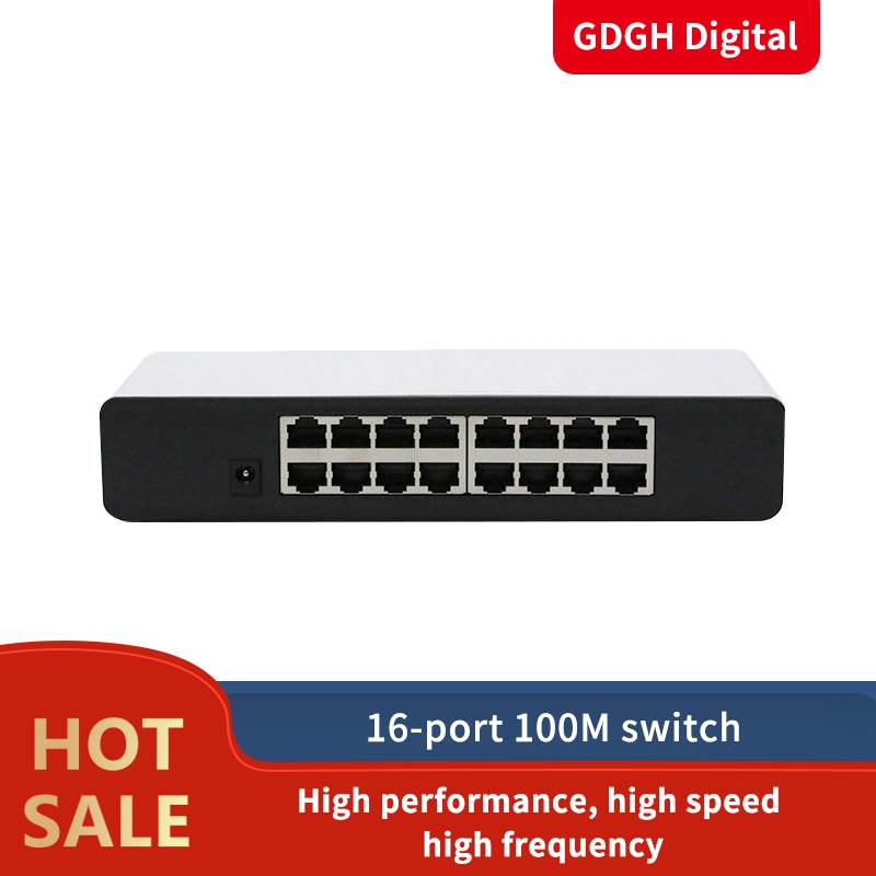 Commutateur Ethernet de bureau GLVISION GLS16 16 Ports, Ports RJ45 à négociation automatique 10/100Mbps, MDI/MDIX automatique