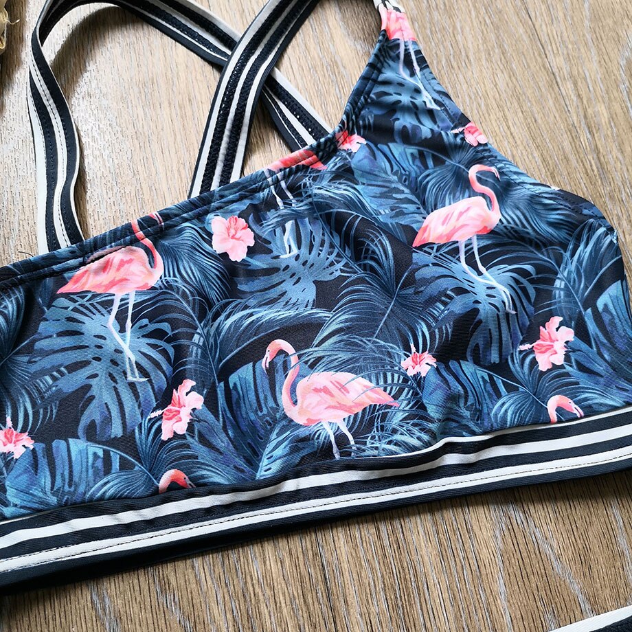 3-12 år flicka baddräkt barn flamingotryck flicka bikini set tvärbak två delar barns badkläder småbarn flickor baddräkt