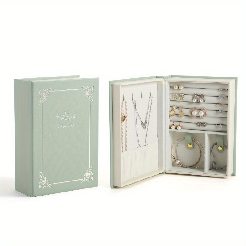 Glamorous Magnetic Jewelry Organizer Chic Diary Shaped Box for Bracelets Necklaces Rings Secure Storage