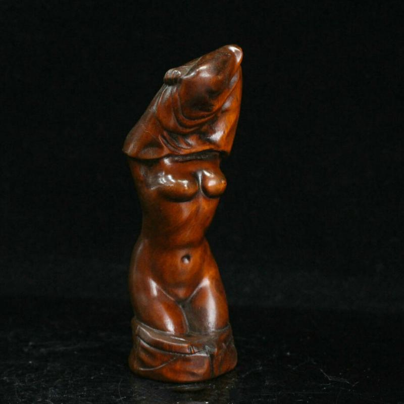 Sculpture en bois de buis chinois ancienne chine, Statue de beauté