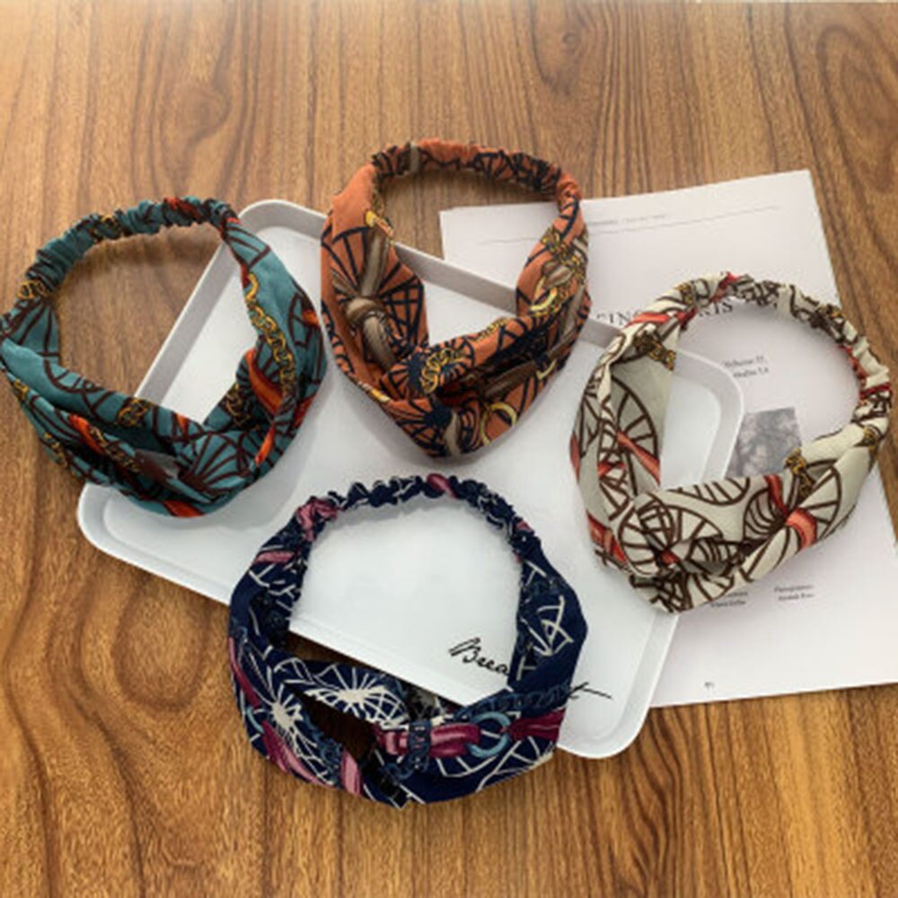 Headband Cross Knotted Bow Chiffon Floral Hair Band Korea Headdress Women Hair Accessories Girls Hairband