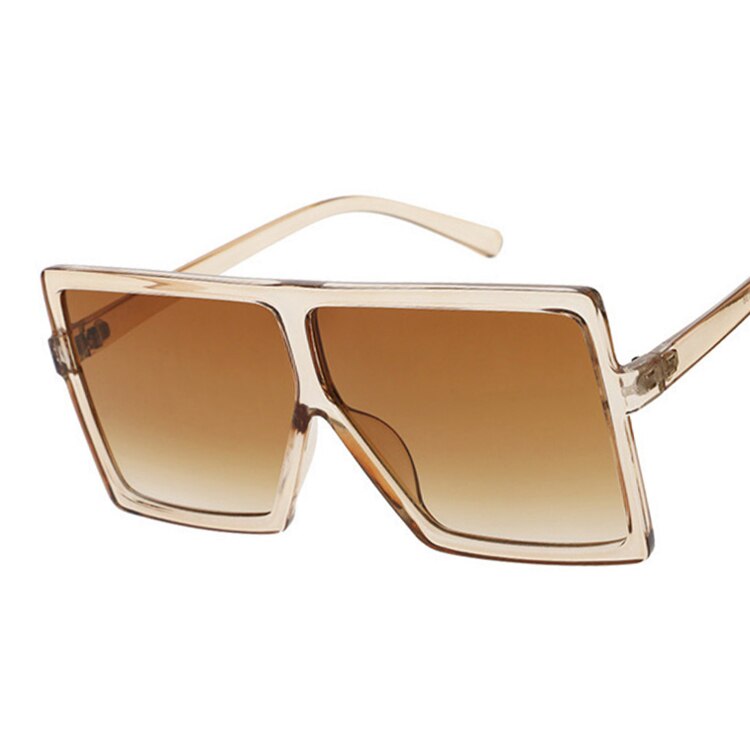Vintage store firkantede solbriller dame/herre briller oversize solbriller kvindeligt kendt mærke sorte briller gafas de sol: Brun