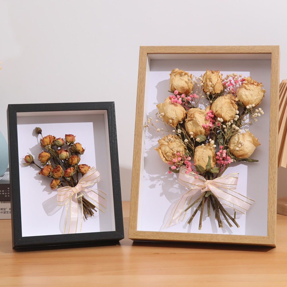 3/5 cm tiefer, transparenter Schattenkastenrahmen, Blumenstrauß-Display, Blumenkoffer, tief für Bastelarbeiten, 3D-Bild, Erinnerungsstücke, Memory, Holztischplatte