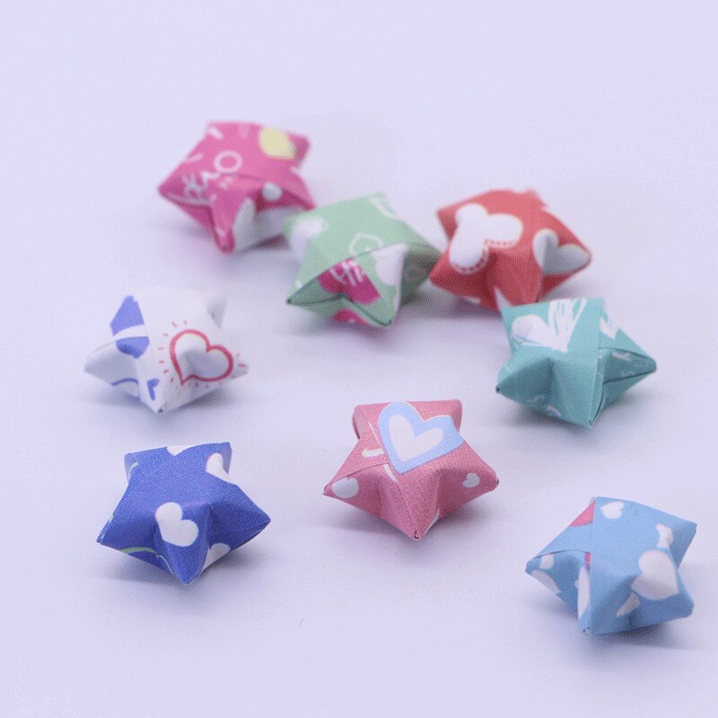 400pcs Origami Paper Print Lucky Star Paper Set Origins Wishing Paper Kindergarten DIY Decoration Origami Material