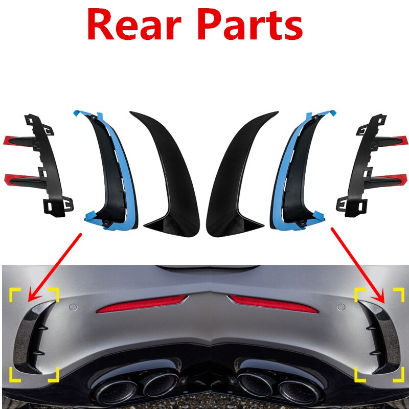 For Benz W177 AMG Line A Class A200 A250 A35 Front Rear Bumper Lip Fog Lamp Cover Chin Spoiler Splitter Body Kit Canards: Black Rear Parts